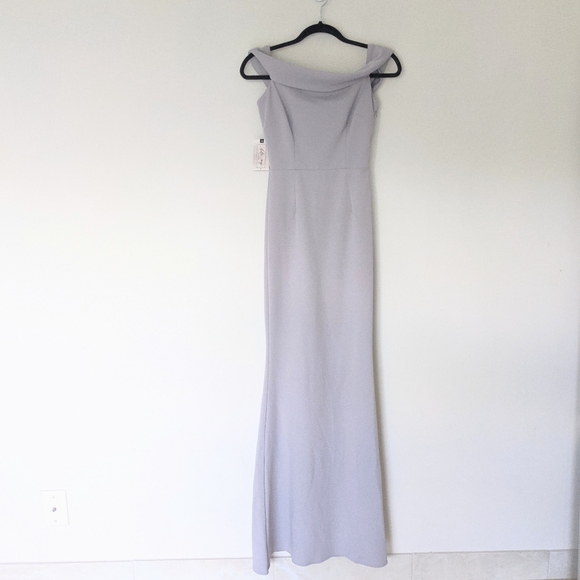 NEW KATIE MAY x REVOLVE Legacy Dove Gray Formal Evening Maxi Gown Dress Size 4 - Picture 2 of 9